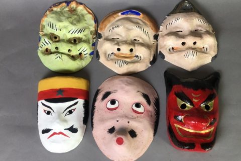 嵯峨面など日本各地の張子のお面お買取いたしました