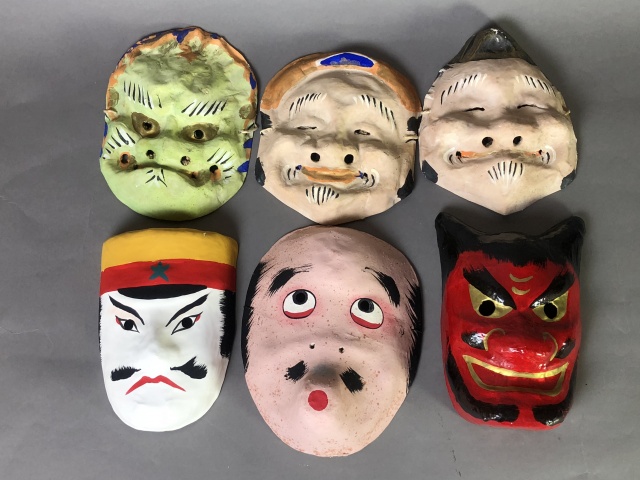 嵯峨面など日本各地の張子のお面お買取いたしました