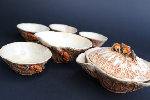 水月焼蓮蟹細工煎茶器お買取いたしました