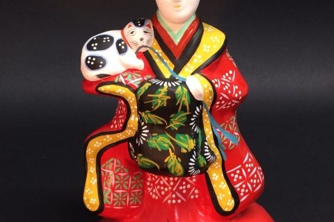宮城県の郷土人形、仙台堤人形の猫抱き花魁をお買取いたしました