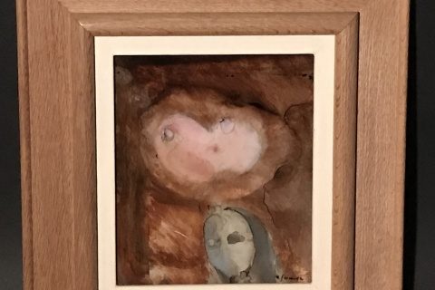 清宮質文のガラス絵　「深夜の蝶」をお買取いたしました